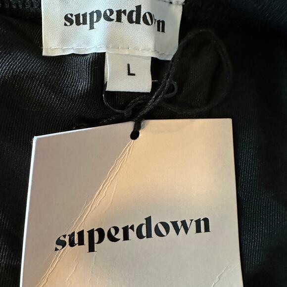 Superdown Black Ruched Maxi Skirt LARGE High Side Slits Revolve Domique $92 NEW - Picture 11 of 12